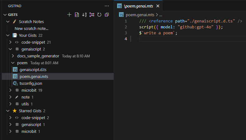 A screenshot of GistPad in Visual Studio Code